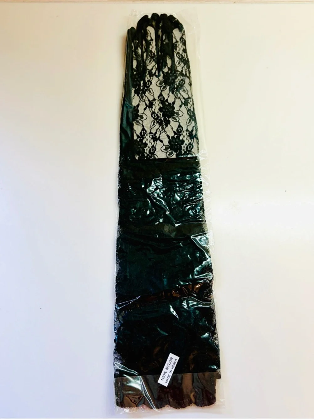 Vtg New Black Lace Gloves Ruffle Wrist Opera Sheer Evening Party Costume Goth